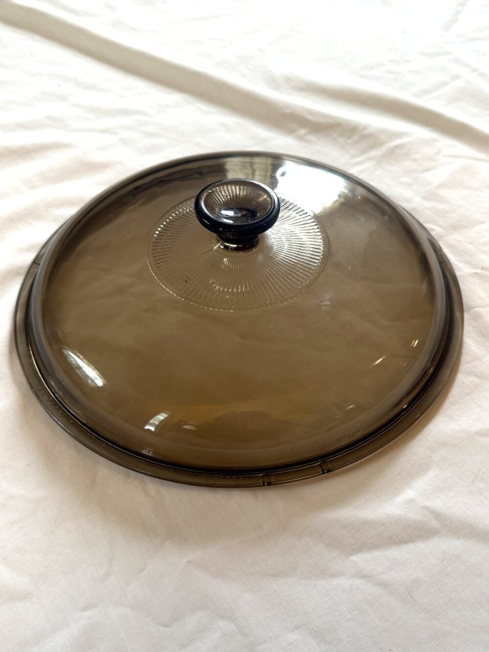 Pyrex Corning Ware Vision Amber 10 inch Glass Skillet Pot Lid - LID ONLY Ribbed